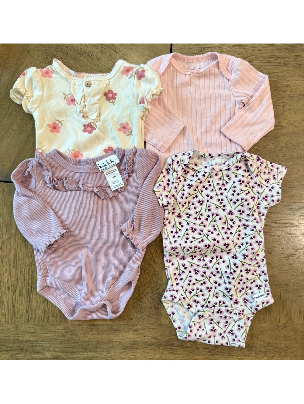 Set of 4 Baby Girl Bodysuits Size 0-3 Months